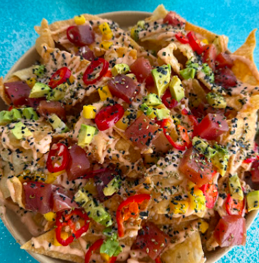 The Naughty Fox signature dishes Ahi Poke Nachos
Grilled Chicken Wings
Harbor Burgers